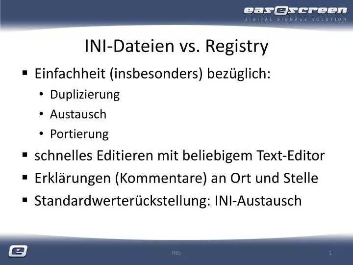 ini dateien vs registry