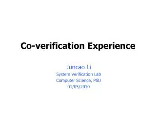 Co-verification Experience