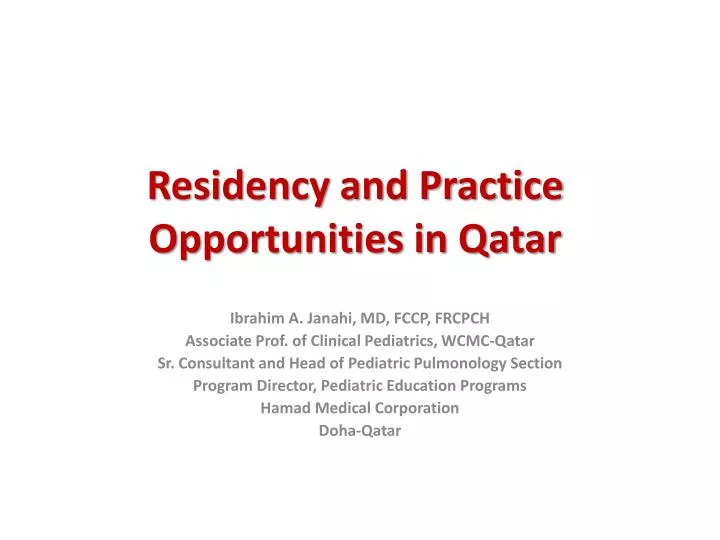 residency and practice opportunities in qatar