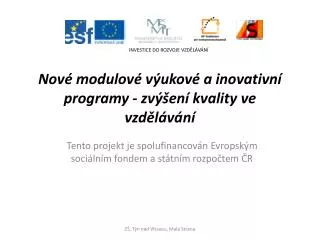 nov modulov v ukov a inovativn programy zv en kvality ve vzd l v n