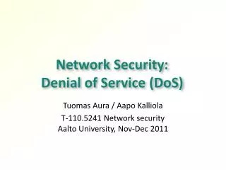Network Security: Denial of Service (DoS)