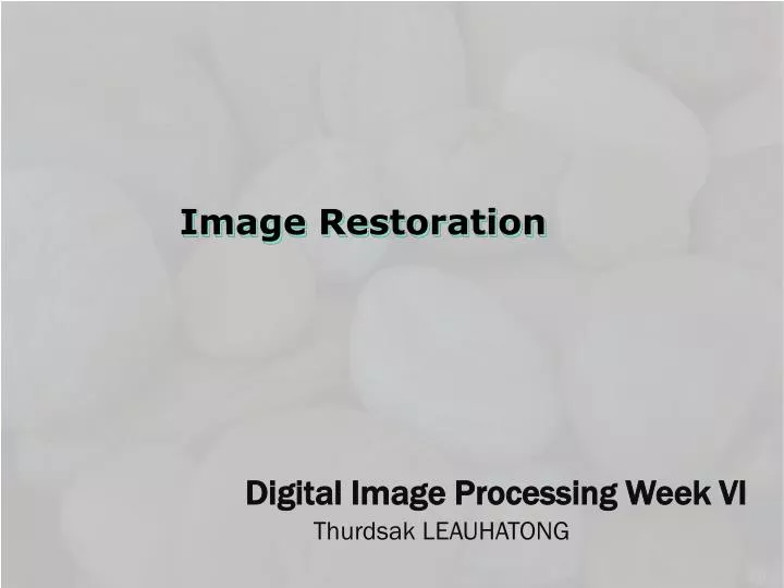 digital image processing week vi