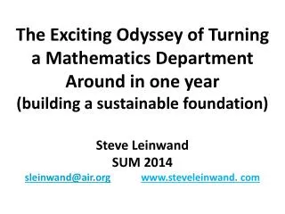 Steve Leinwand SUM 2014 sleinwand@air steveleinwand. com