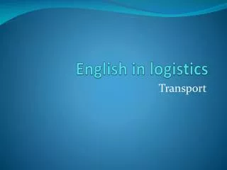 English in logistics