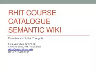 RHIT Course Catalogue Semantic Wiki