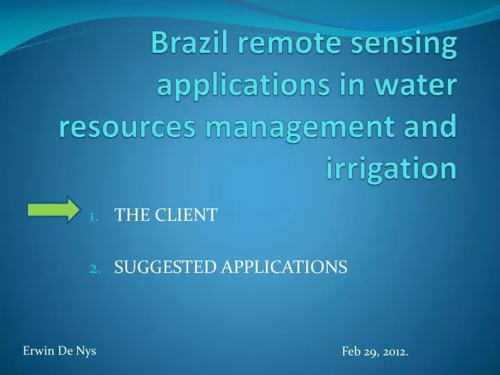 brazil remote sensing applications in water resources management and irrigation