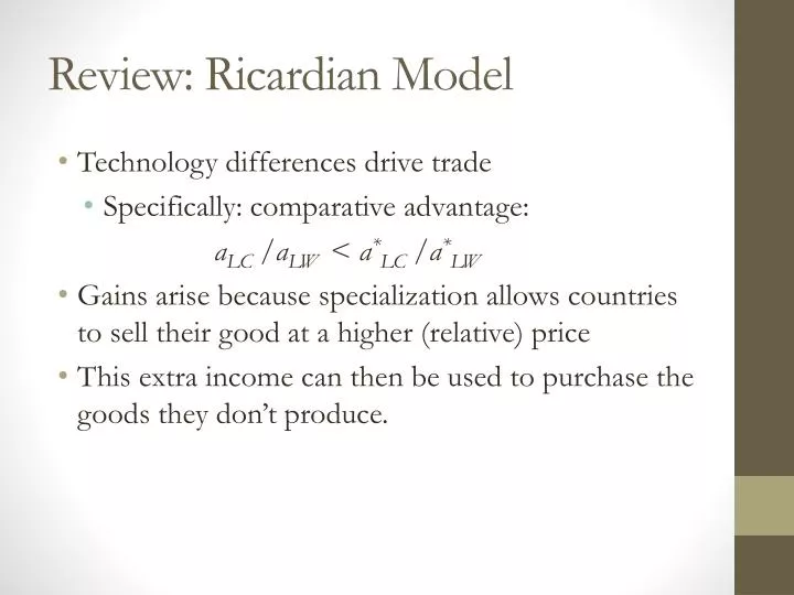 review ricardian model
