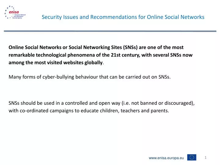 security issues and recommendations for online social networks