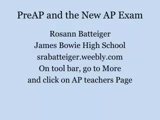 PreAP and the New AP Exam