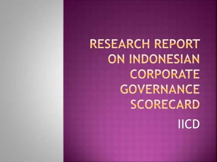 research report on indonesian corporate governance scorecard