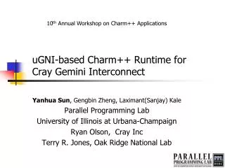uGNI -based Charm++ Runtime for Cray Gemini Interconnect