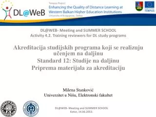 DL@WEB- Meeting and SUMMER SCHOOL Activity 4.2. Training reviewers for DL study programs