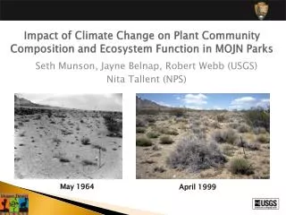 Impact of Climate Change on Plant Community Composition and Ecosystem Function in MOJN Parks