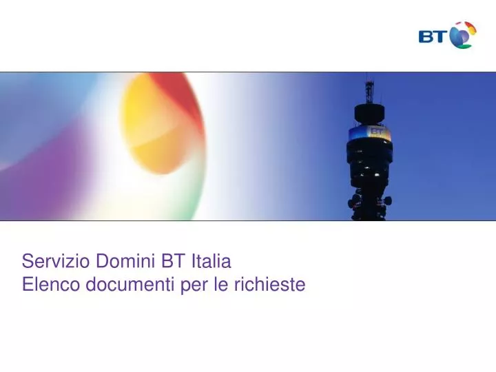 servizio domini bt italia elenco documenti per le richieste