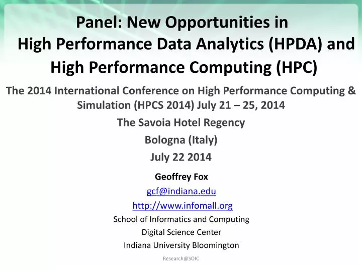 panel new opportunities in high performance data analytics hpda and high performance computing hpc