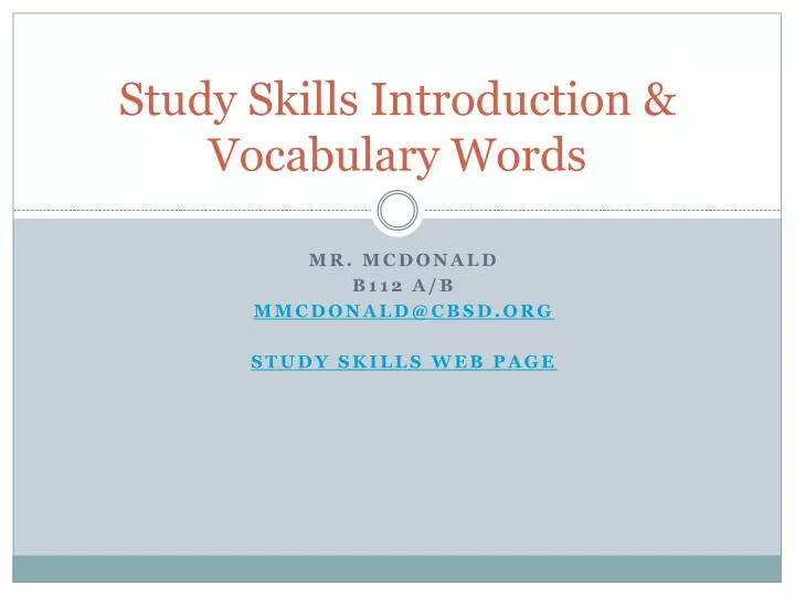 study skills introduction vocabulary words