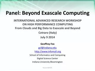 Panel: Beyond Exascale Computing
