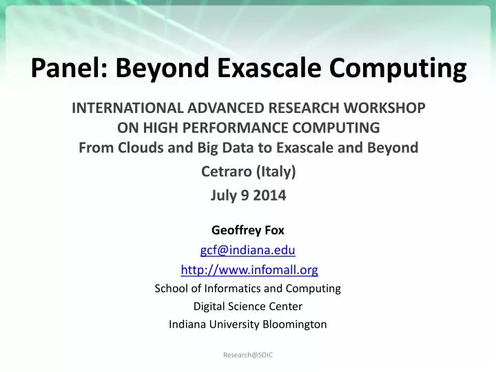 panel beyond exascale computing