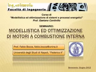 modellistica ed ottimizzazione di motori a combustione interna