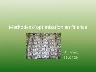 m thodes d optimisation en finance