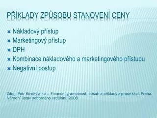 p klady zp sobu stanoven ceny