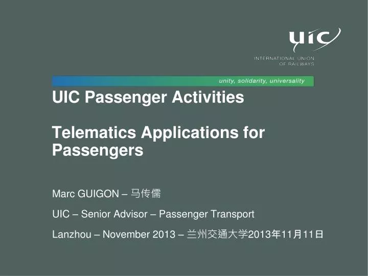 uic passenger activities telematics applications for passengers