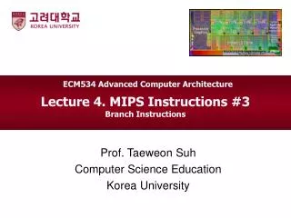 Lecture 4. MIPS Instructions #3 Branch Instructions