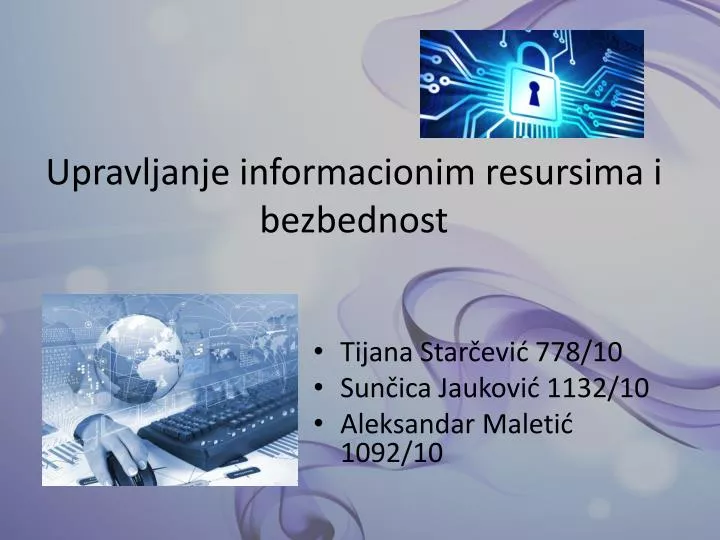 upravljanje informacionim resursima i bezbednost