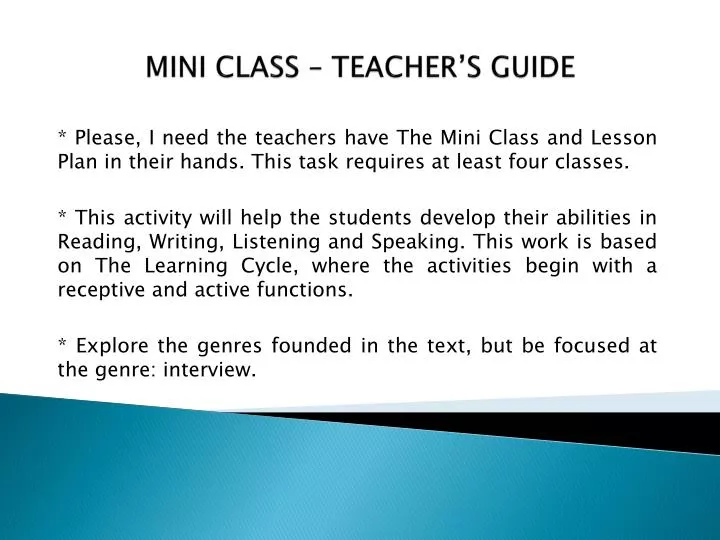 mini class teacher s guide