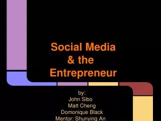Social Media &amp; the Entrepreneur
