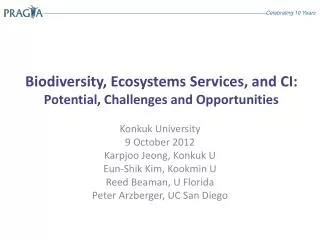 Biodiversity, Ecosystems Services, and CI: Potential, Challenges and Opportunities