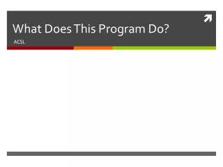 What Does This Program Do?