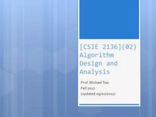 csie 2136 02 algorithm design and analysis