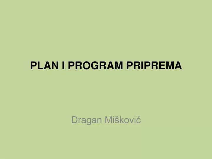 plan i program priprema
