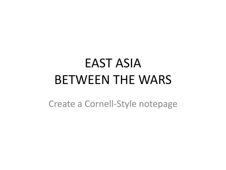 east asia between the wars