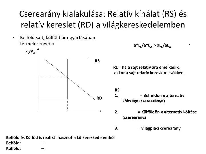 cserear ny kialakul sa relat v k n lat rs s relat v kereslet rd a vil gkereskedelemben