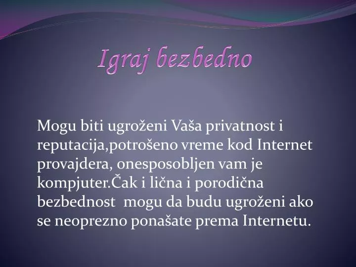 Ppt Igraj Bezbedno Powerpoint Presentation Free Download Id6293047