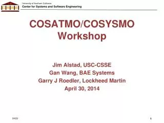COSATMO/COSYSMO Workshop