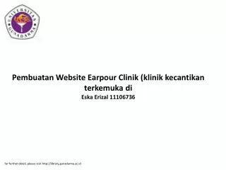 Pembuatan Website Earpour Clinik (klinik kecantikan terkemuka di Eska Erizal 11106736