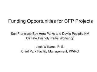 Funding Opportunities for CFP Projects