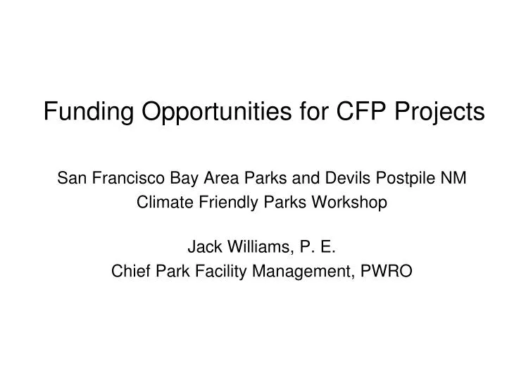 funding opportunities for cfp projects