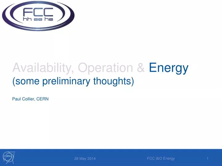 availability operation energy some preliminary thoughts