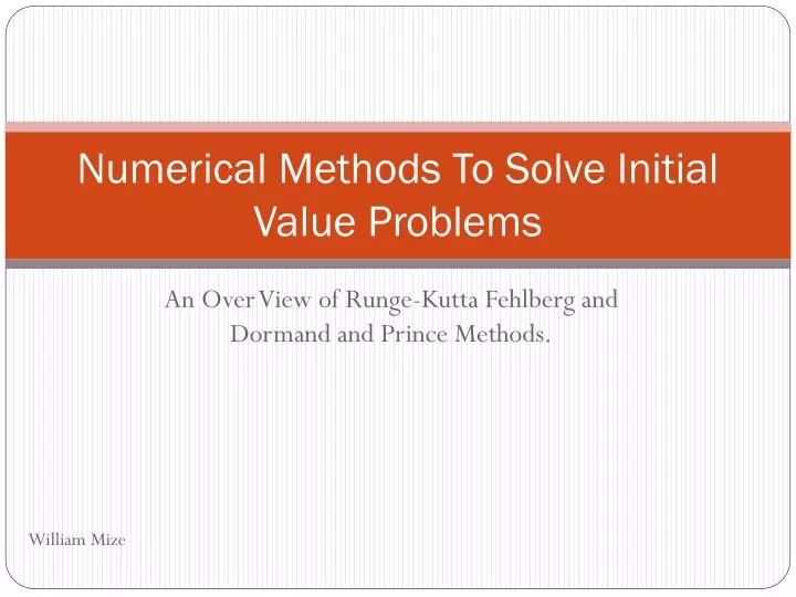 numerical methods to solve initial value problems