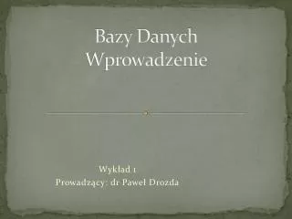 bazy danych wprowadzenie