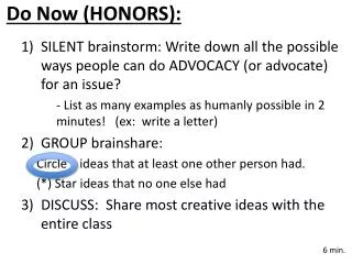 Do Now (HONORS):