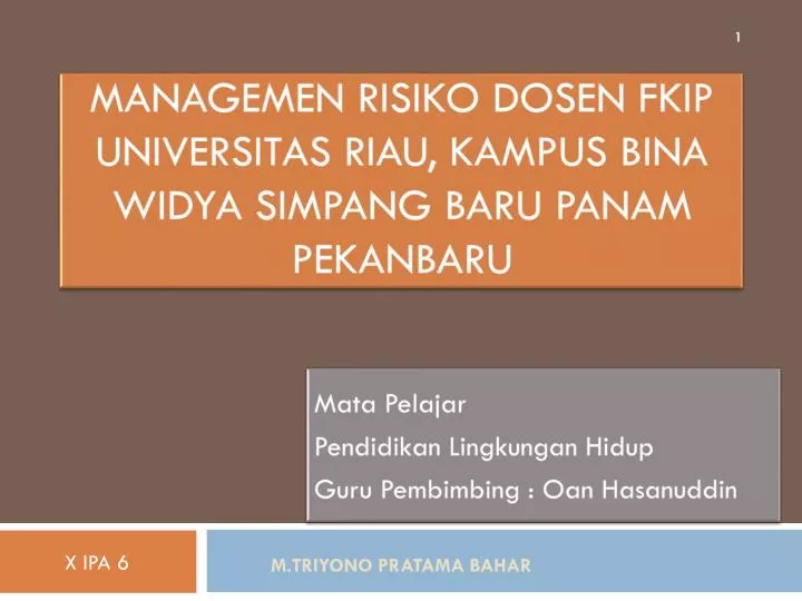 managemen risiko dosen fkip universitas riau kampus bina widya simpang baru panam pekanbaru