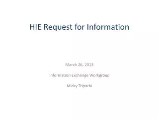 HIE Request for Information