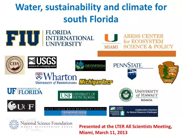 water sustainability and climate for south florida