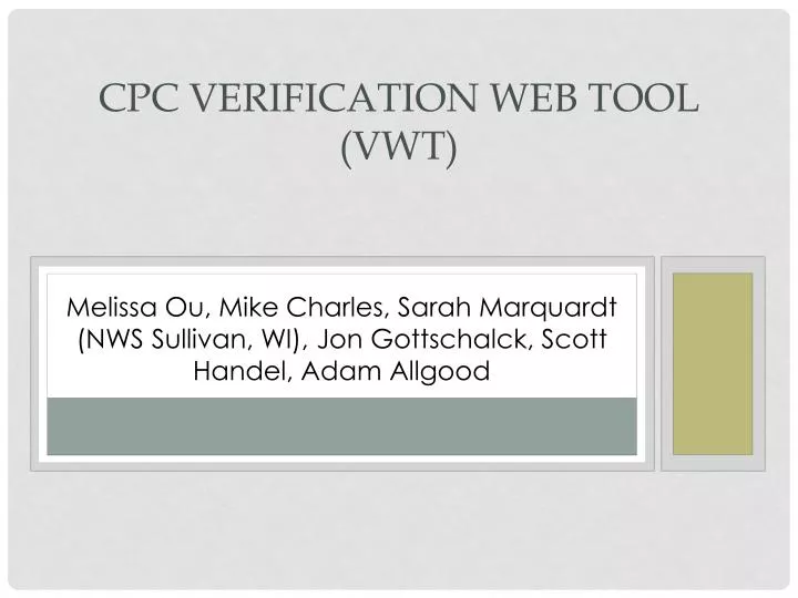 cpc verification web tool vwt