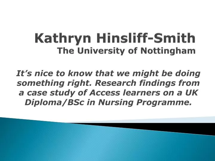 kathryn hinsliff smith the university of nottingham